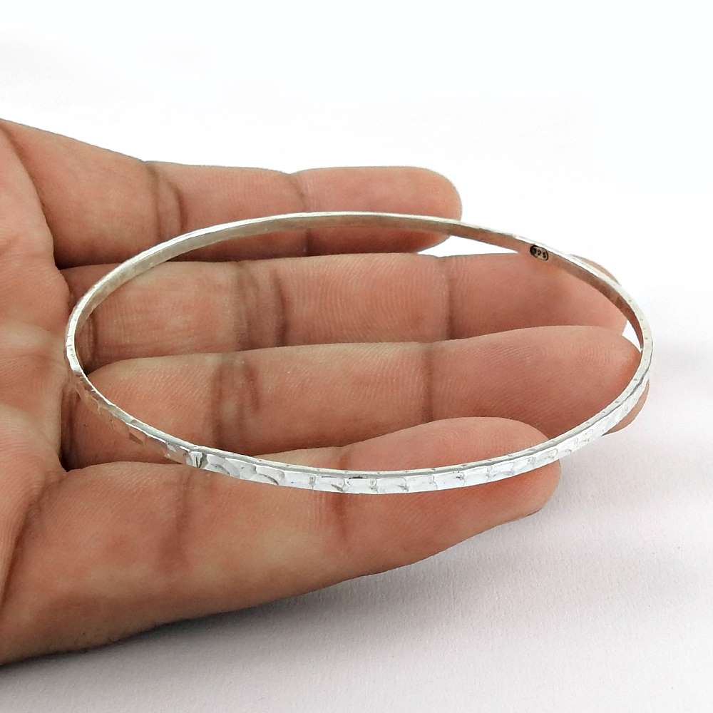 Indian Artisan Jewelry 925 Solid Sterling Silver Bangle Vintage E1