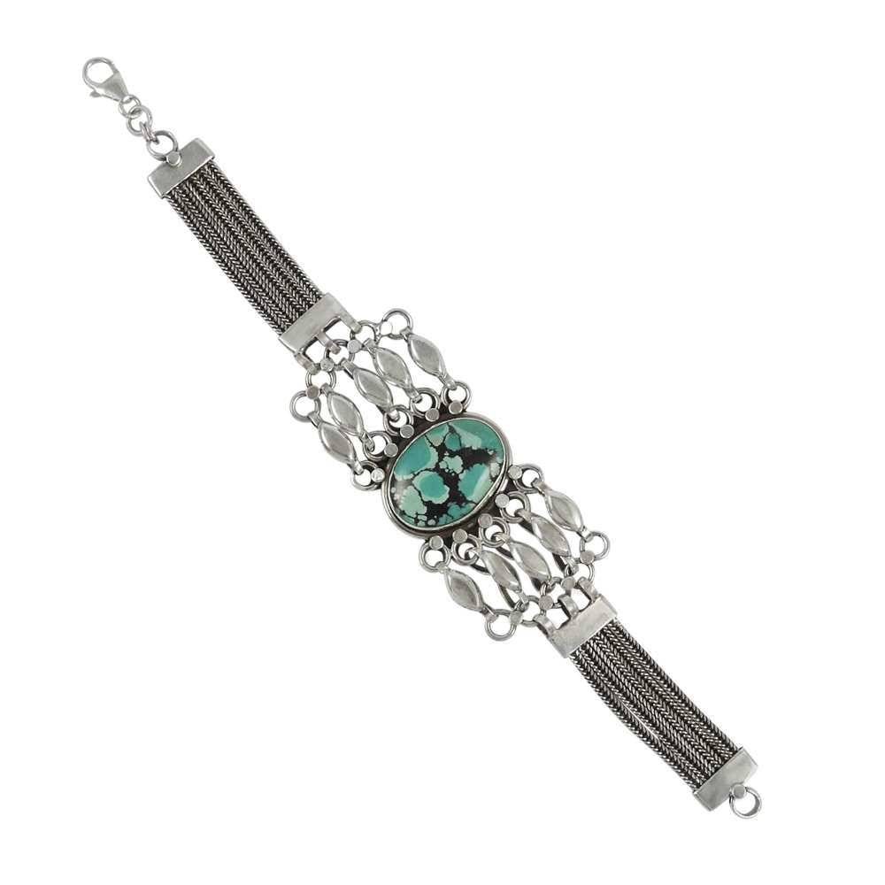 Natural Turquoise Gemstone 925 Silver Mothers Day Gift Bracelet For Girls D1