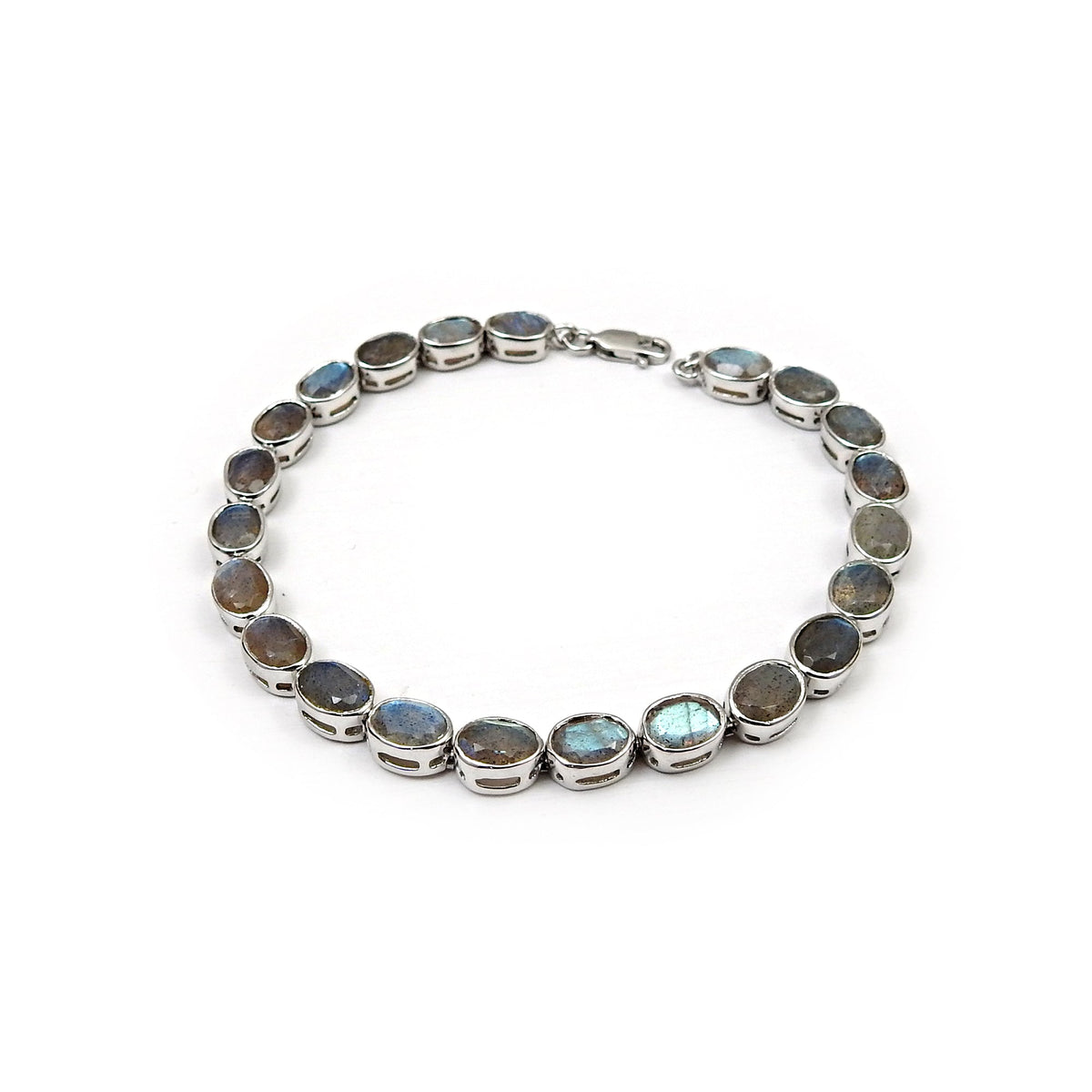101 Solid 925 Sterling Silver Natural Labradorite Gemstone Statement Bracelet