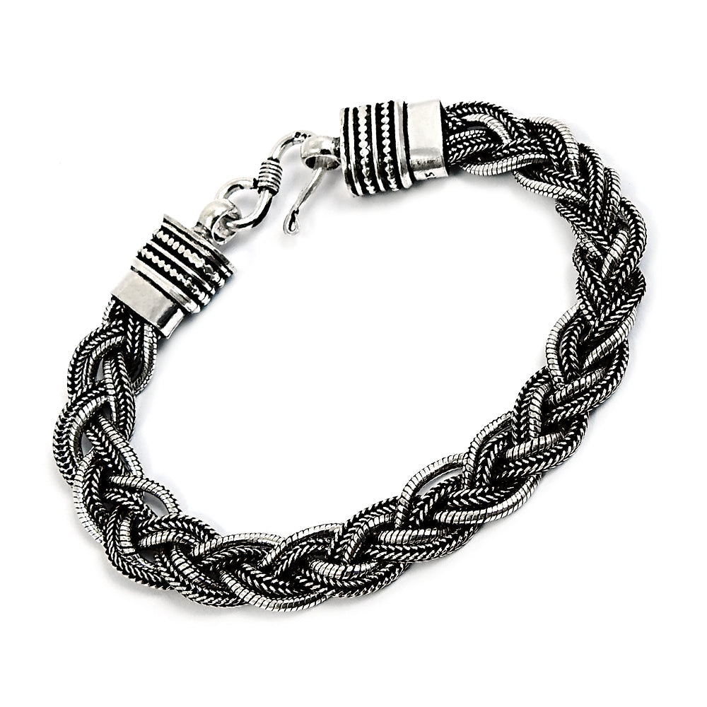 Intertwined chain bracelet 925 sterling oxidized silver jewelry