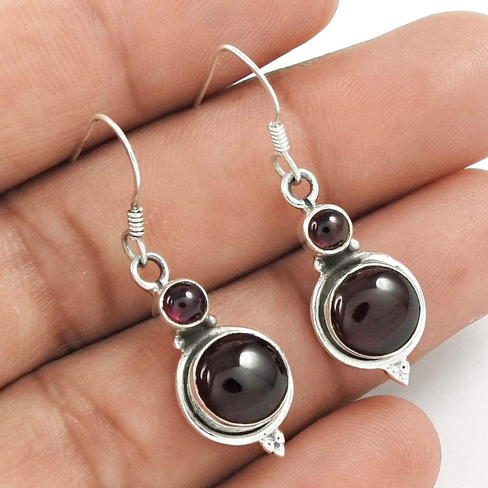 Mothers Day Gift Natural Garnet Earrings 925 Sterling Silver R1