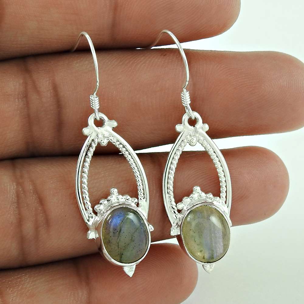 Great Creation 925 Sterling Silver Blue Labradorite Earrings Fournisseur