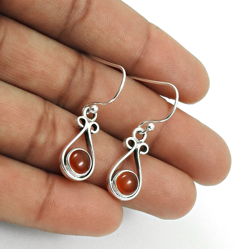101 Natural Carnelian Gemstone Drop Dangle Boho Earrings 925 Sterling Silver F5
