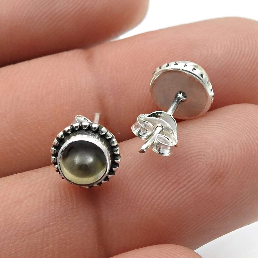 Anniversary Gift 925 Sterling Silver Jewelry Labradorite Gemstone Stud Earrings J27