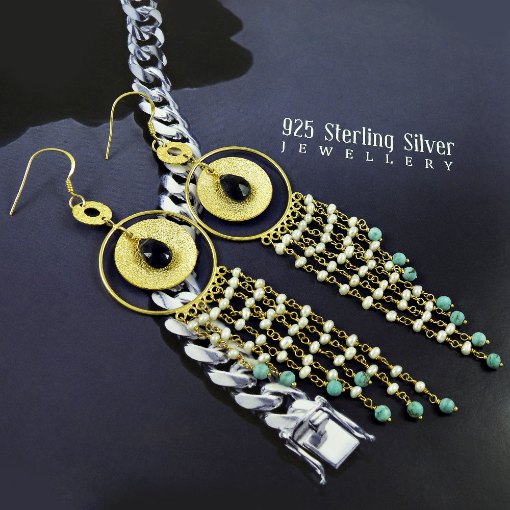 Natural Iolite Gemstone 925 Silver Gold Plated Mothers Day Gift Earrings X5