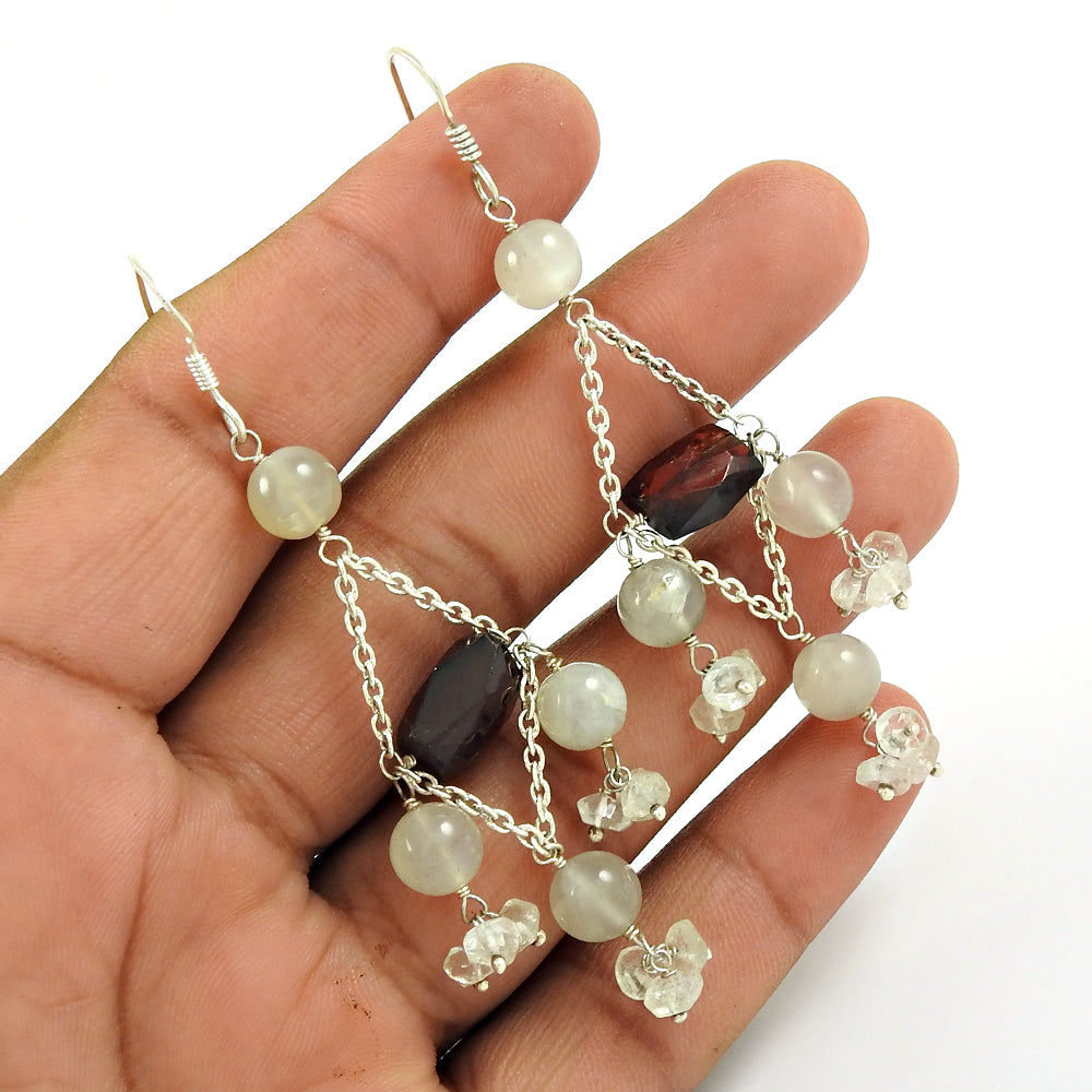 Mothers Day Gift Natural Garnet Earrings 925 Sterling Silver C6