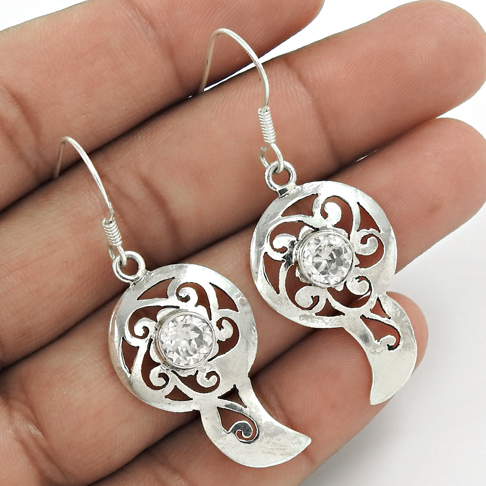 Mothers Day Gift 925 Silver Natural Cubic Zirconia Gemstone Earrings K1