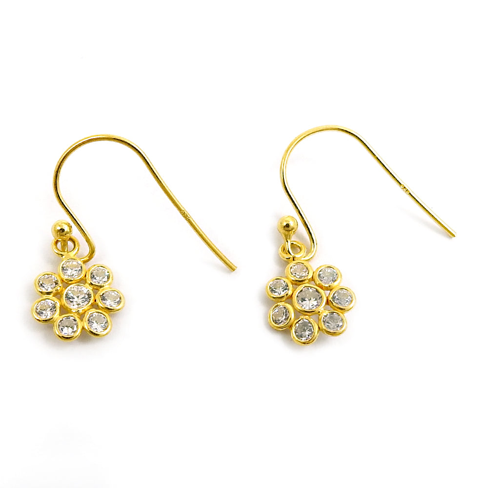 101 Natural Cubic Zirconia Drop Dangle Gold Plated Earrings 925 Silver X20