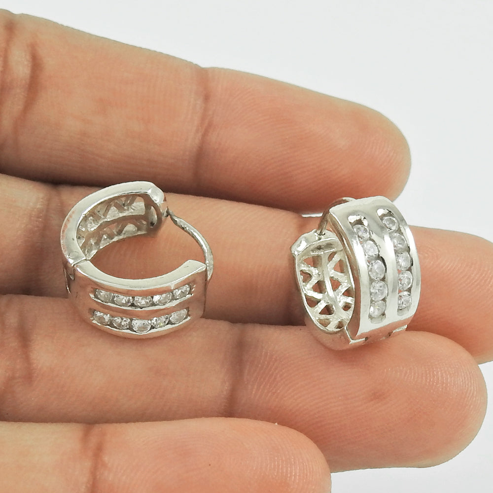 Hoop Boho Earrings 925 Solid Sterling Silver Handmade Mothers Day Gift Jewelry N2