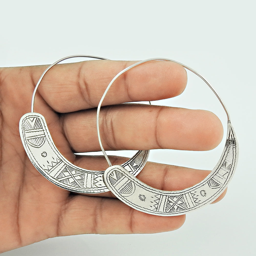 Artisan 925 Solid Sterling Silver Jewelry Hoop Bohemian Earrings B1