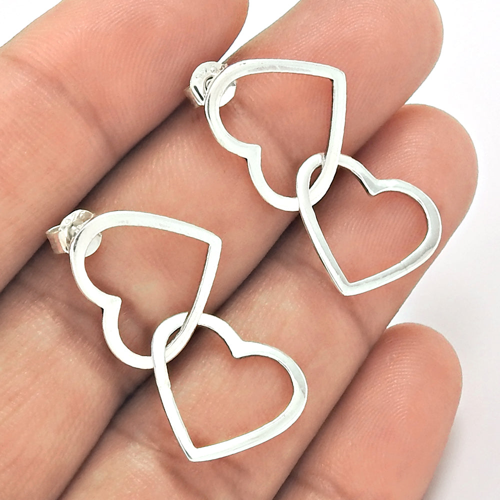 Drop/Dangle Heart Design Earrings 925 Solid Sterling Silver Handmade Jewelry D1