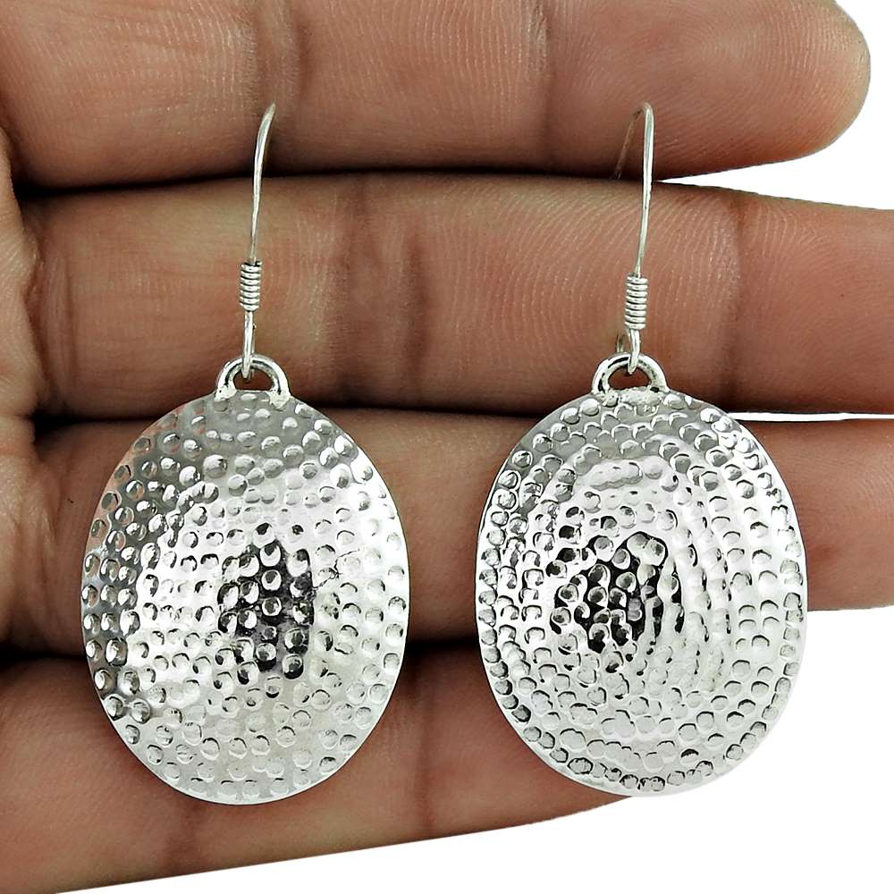 Handmade Jewelry 925 Solid Sterling Silver Dangle Bohemian Earrings J2