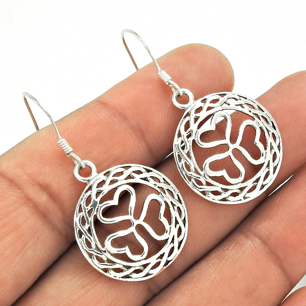 925 Sterling Silver Handcrafted Jewelry Drop/Dangle Ethnic Earrings F1