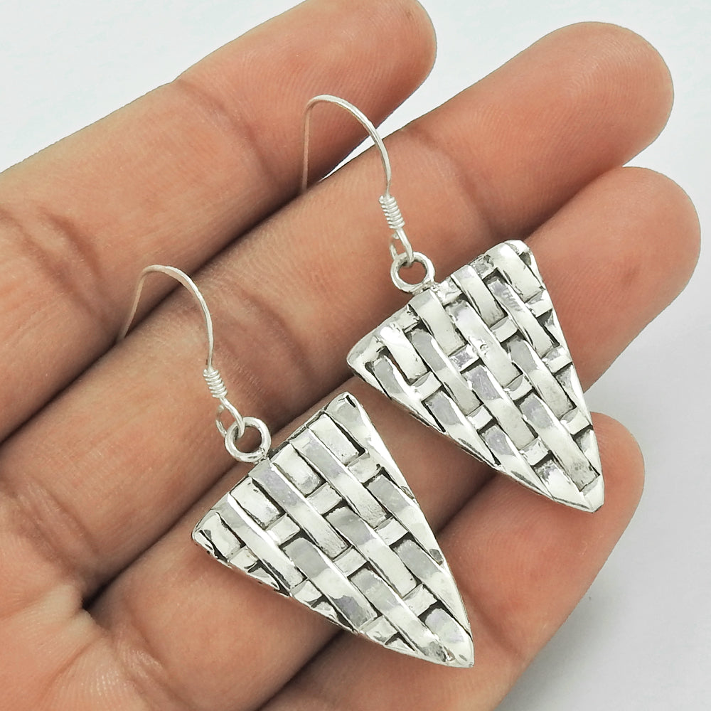 Indian Artisan Jewelry 925 Solid Sterling Silver Jhumki Earrings D13