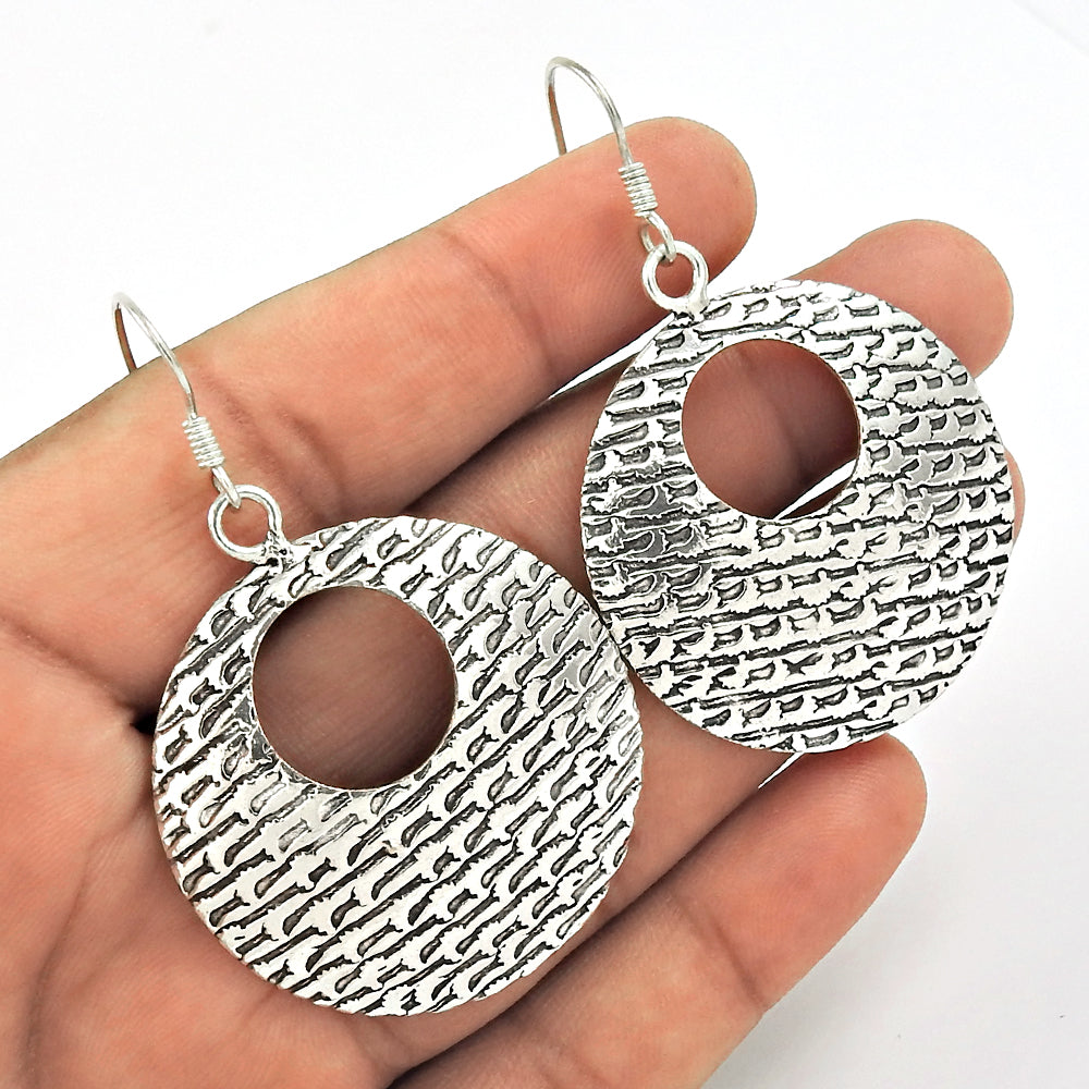 HANDMADE Indian Jewelry 925 Solid Sterling Silver Artisan Boho Earrings F29