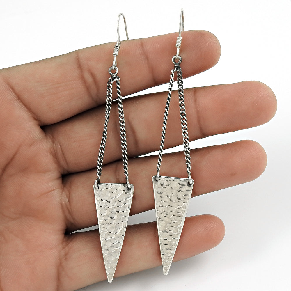 Artisan 925 Solid Sterling Silver Jewelry Drop/Dangle Tribal Earrings M1