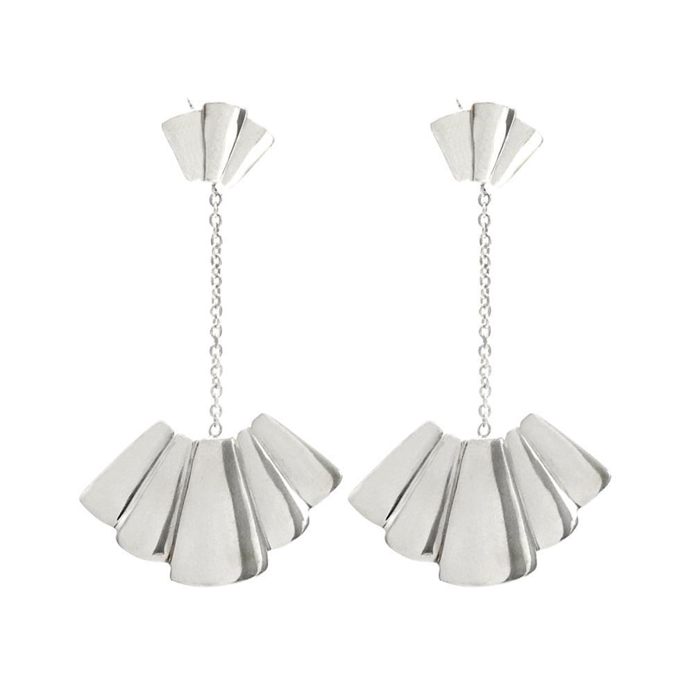 101 Japanese Fans 925 Sterling Silver Long Dangler Drop Earrings