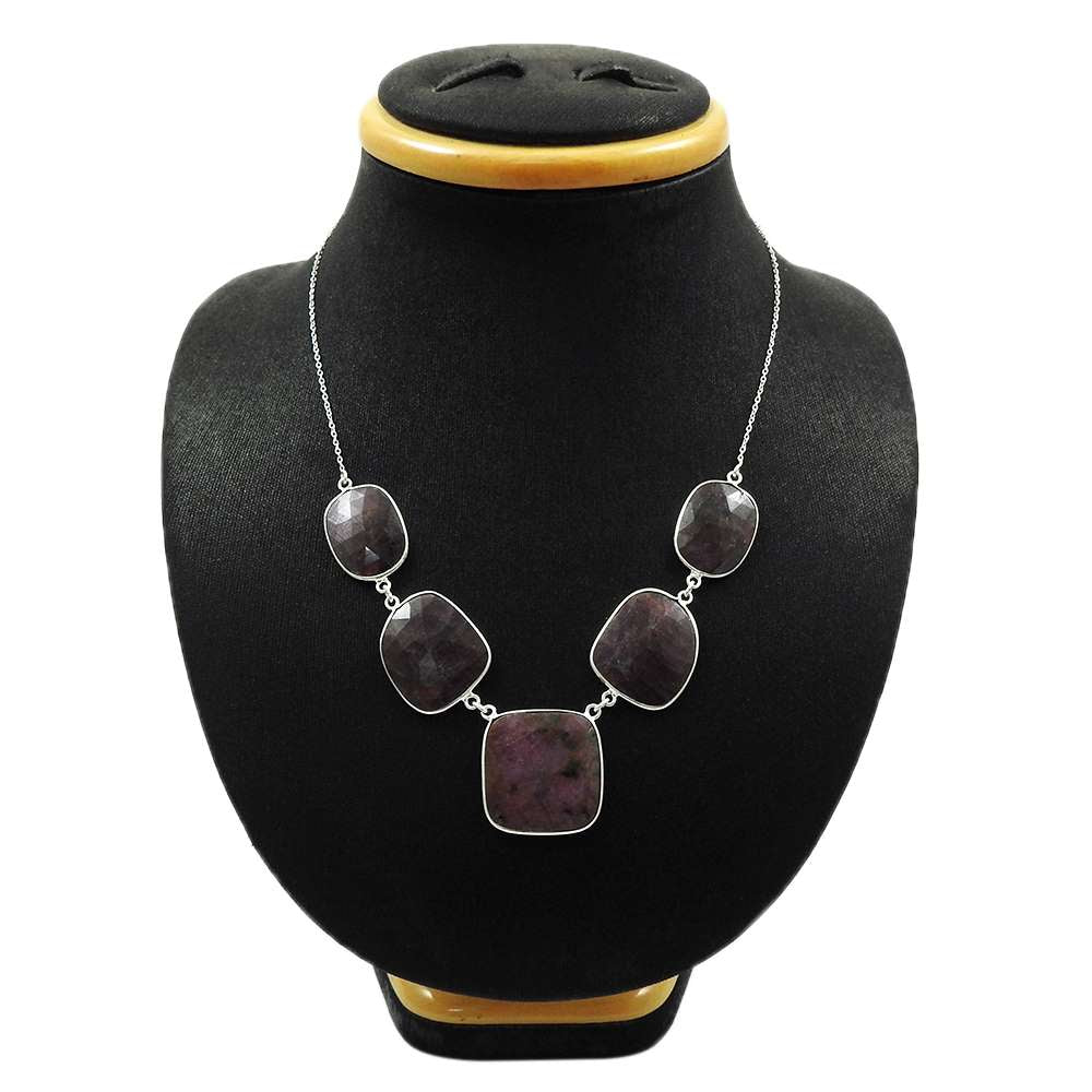 Natural MULTI SAPPHIRE Gemstone Necklace 925 Silver HANDMADE Jewelry GG5