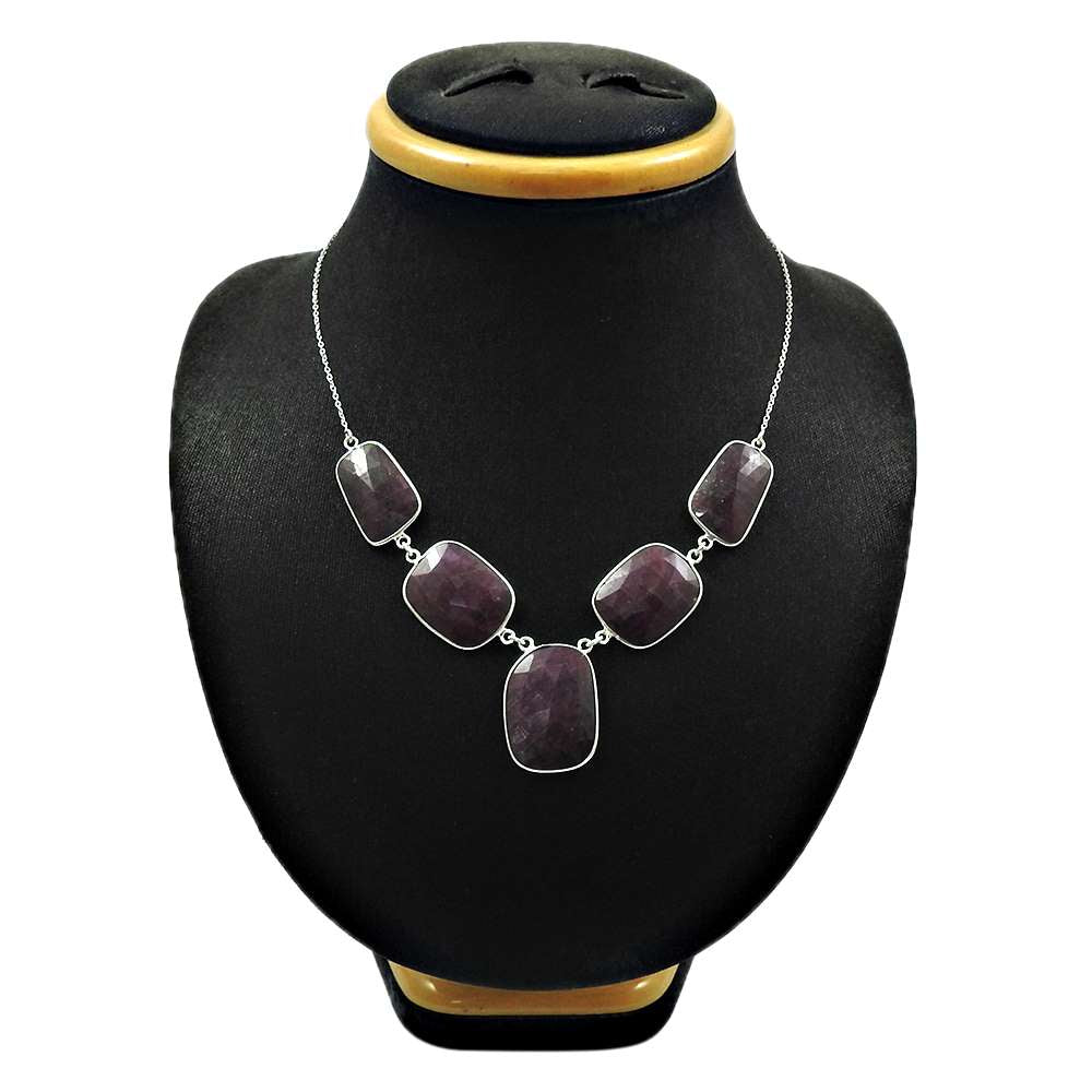 HANDMADE 925 Silver Jewelry Natural MULTI SAPPHIRE Gemstone Necklace CC6