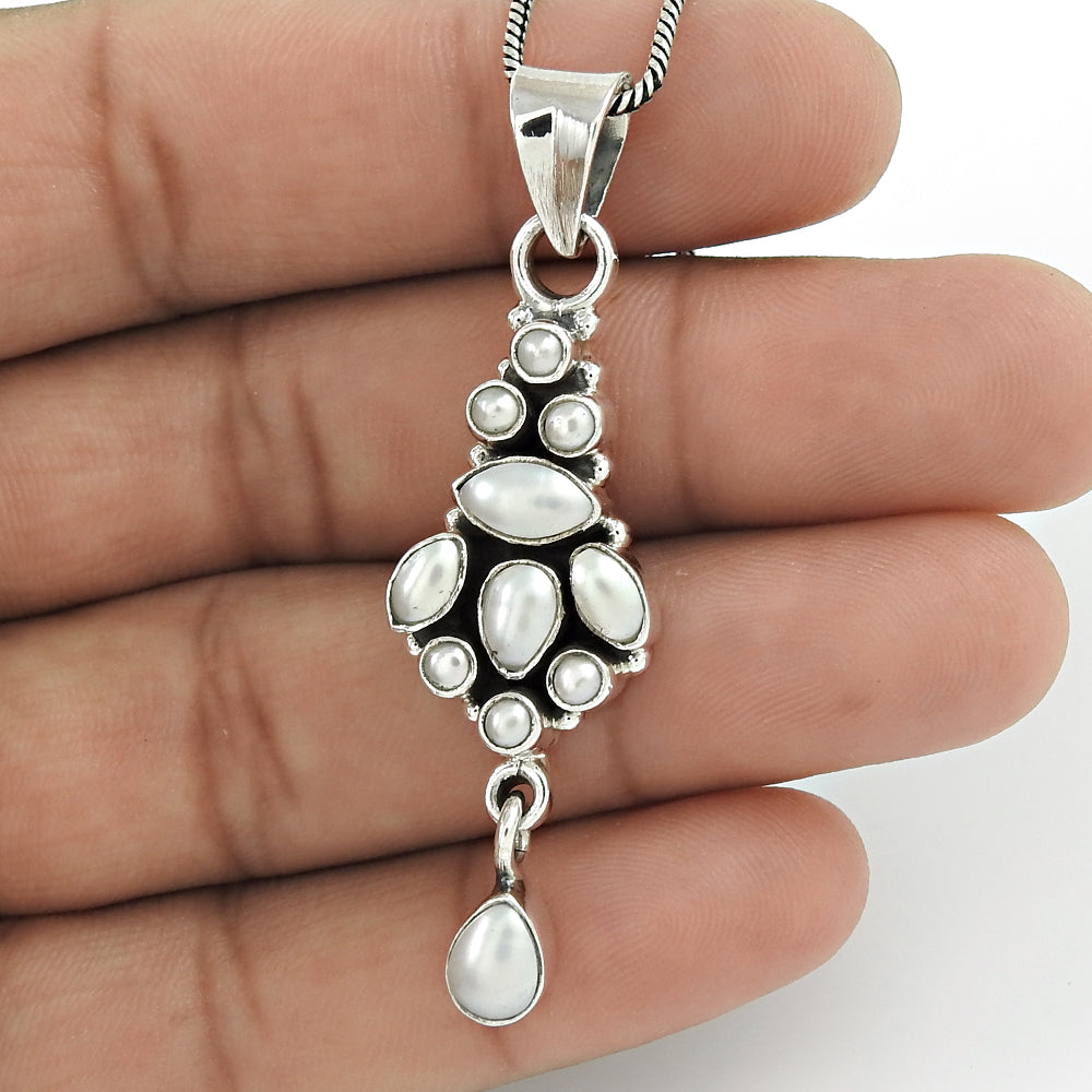 Pearl Pendant 925 Sterling Silver Ethnic Jewelry Anniversary Gift for Women X36