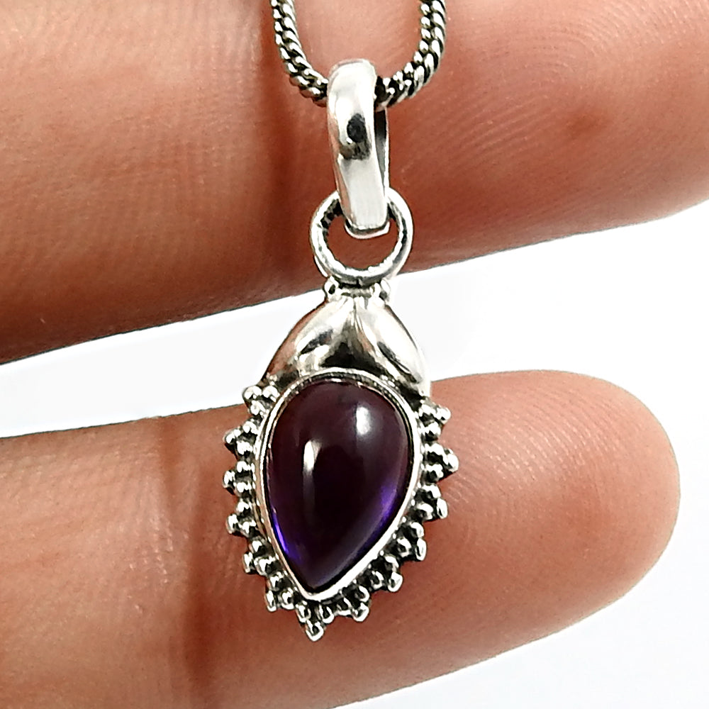 101 Sisters Day Deal 925 Sterling Silver February Natural Amethyst Vintage Pendant