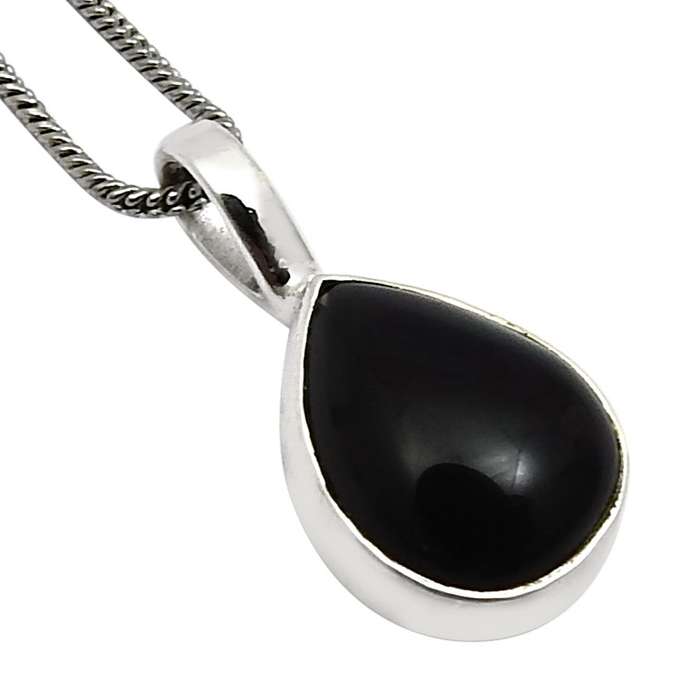 101 Gift For Her Natural Black Onyx Stone 925 Sterling Silver Pendant Chunky X57