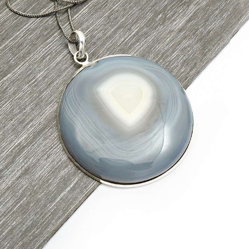 Striped Onyx Gemstone Jewelry 925 Fine Sterling Silver Pendant O5
