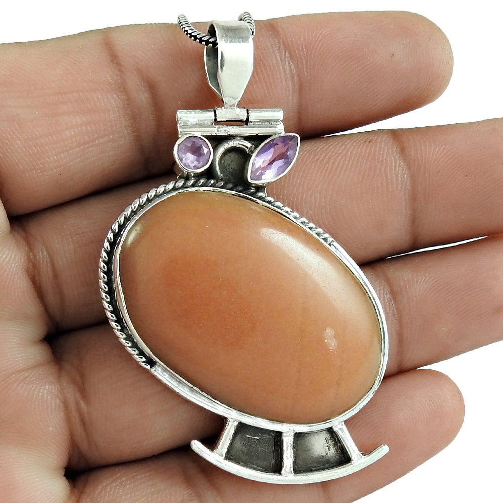 Natural Aventurine Gemstone Mothers Day Gift Pendant 925 Sterling Silver E11