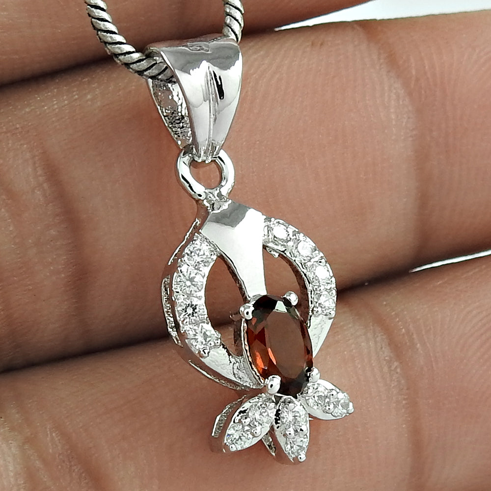 Stunning Designer Jewelry 925 Sterling Silver Blue Topaz Gemstone With CZ Rhodium Plated Pendant