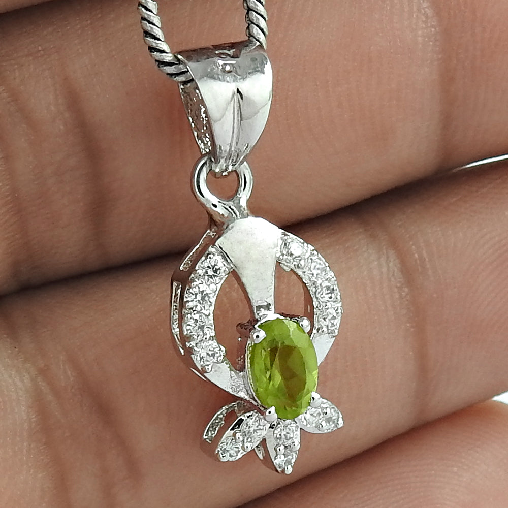 Stunning Designer Jewelry 925 Sterling Silver Blue Topaz Gemstone With CZ Rhodium Plated Pendant
