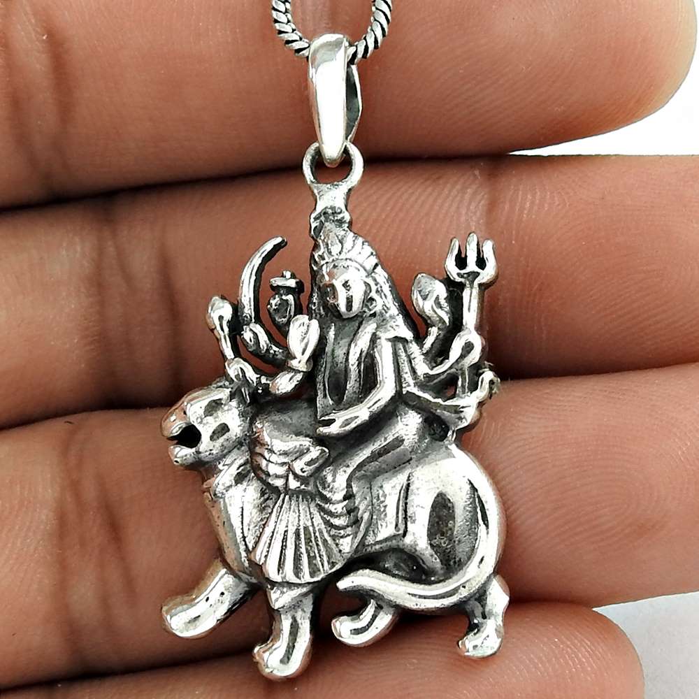 Maa Sherawali 925 Sterling Silver Pendant