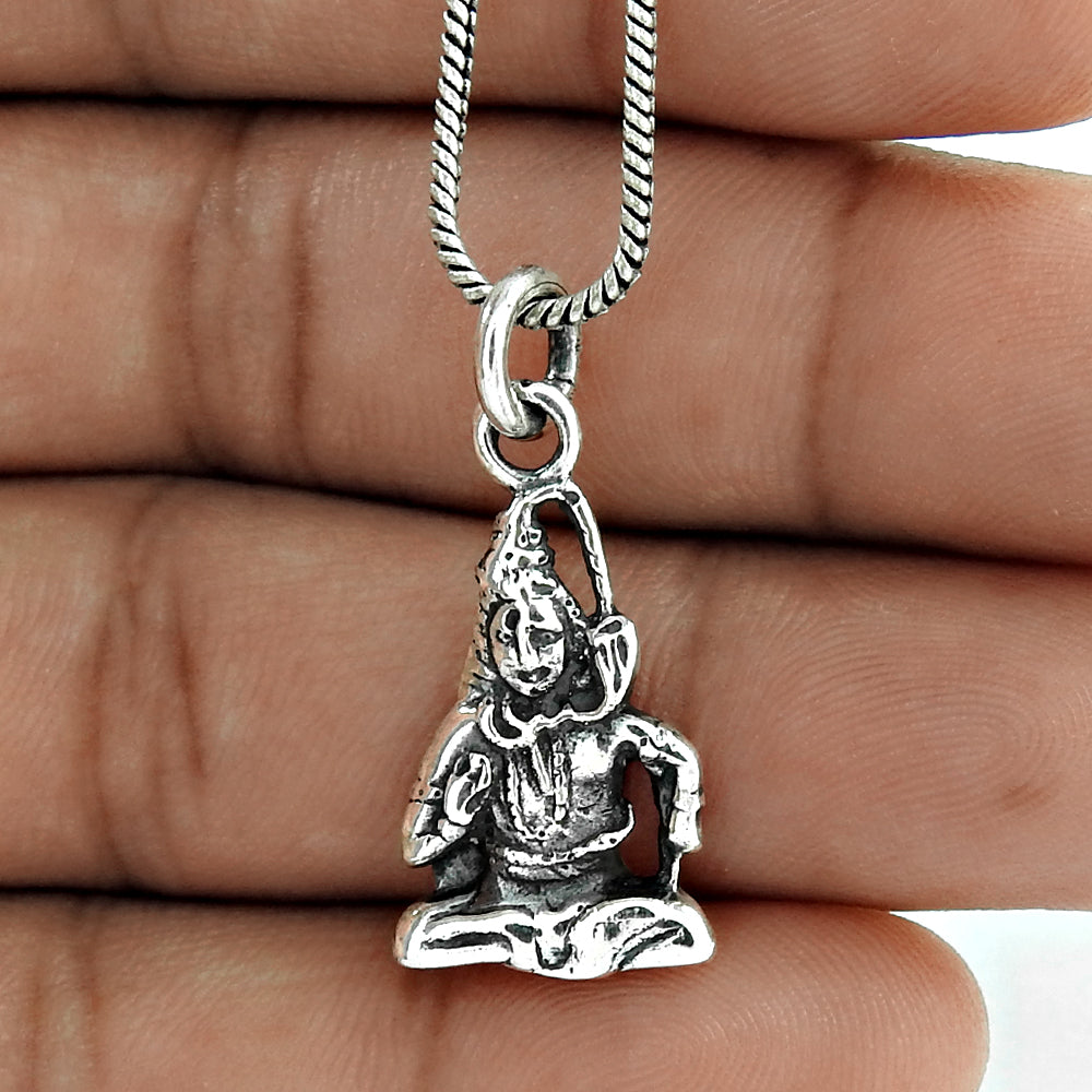 101 Solid 925 Sterling Oxidized Silver Lord Shiva Ganesh Parvati Pendant