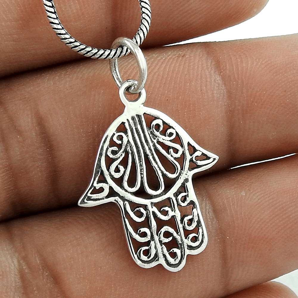Secret Hamsa 925 Sterling Silver Pendant