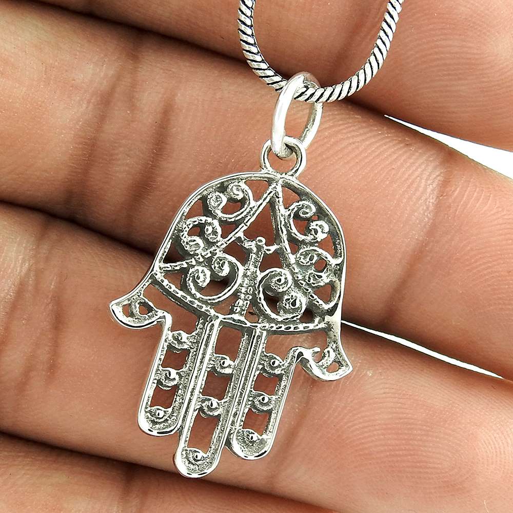 Big Inspire 925 Sterling Silver Hamsa Pendant