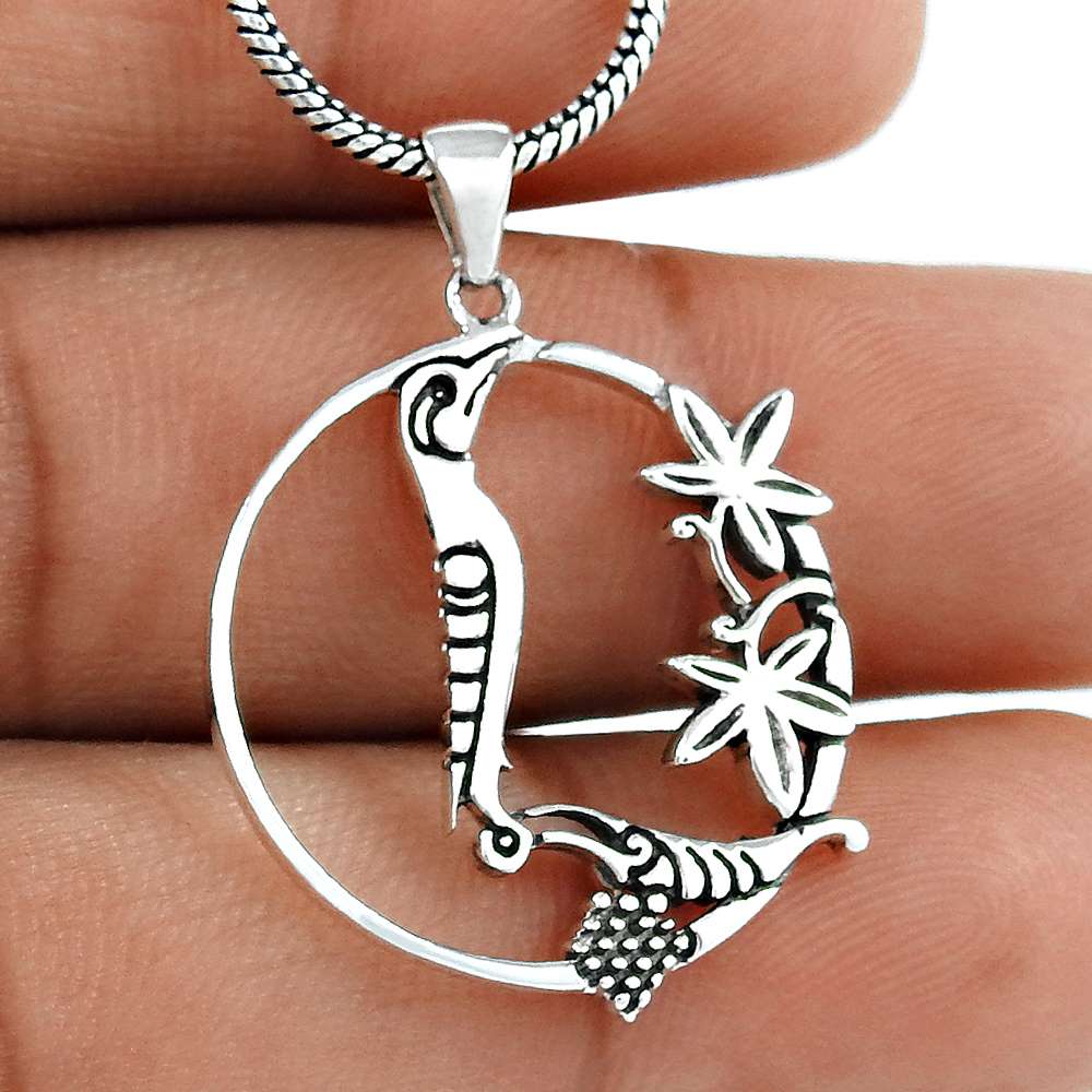 Faceted Handmade 925 Sterling Silver Bird Pendant
