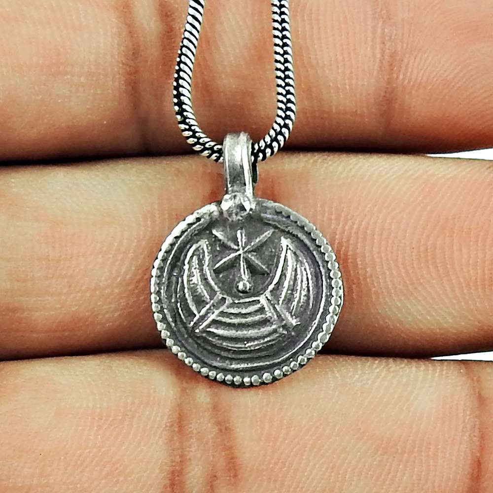 Oxidised Sterling Silver Indian Fashion Jewellery Beautiful Moon and Star Pendant