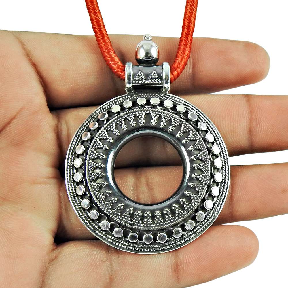 Oxidised Sterling Silver 925 Handmade Jewellery Trendy Silver Pendant