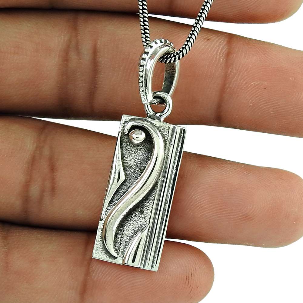 Women Gift HANDMADE Jewelry 925 Solid Sterling Silver Oxidized Pendant D54