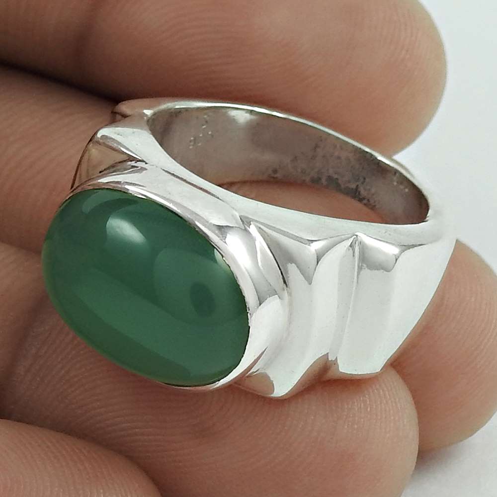Natural Onyx Gemstone 925 Silver Statement Bohemian Ring Size 8 For Women F2
