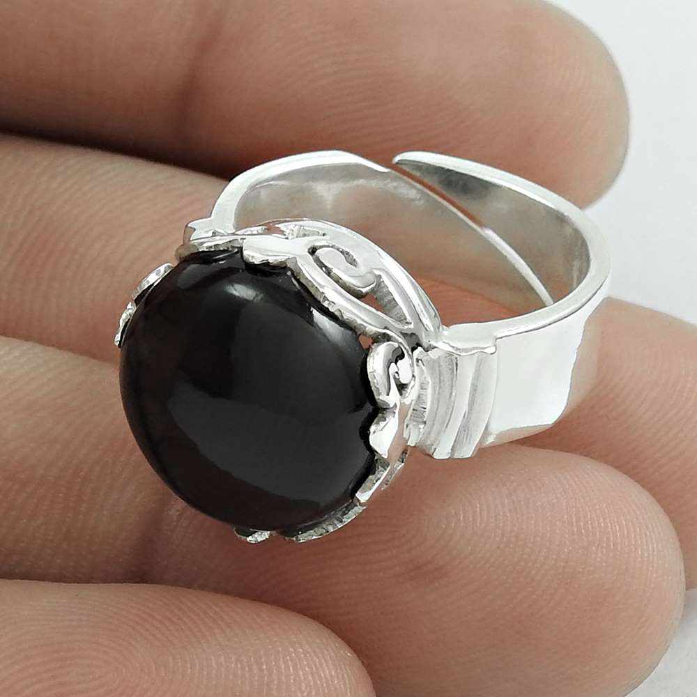 Mothers Day Gift Natural Onyx Cocktail Bohemian Ring Size 6.5 925 Silver Y5