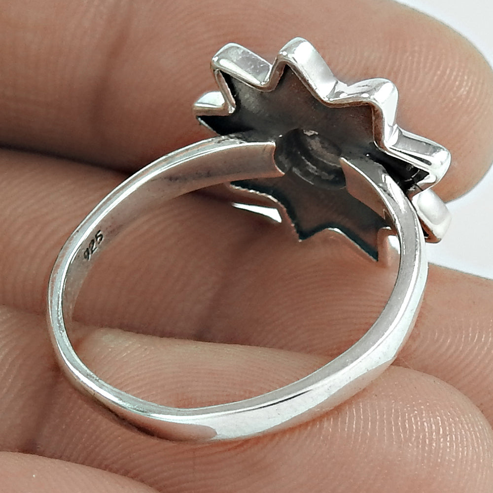Natural carnelian gemstone solitaire ethnic ring 925 sterling silver b91