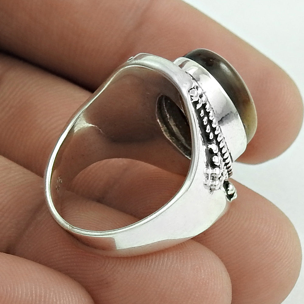 Gift for woman 925 silver natural tiger eye cocktail vintage ring b33