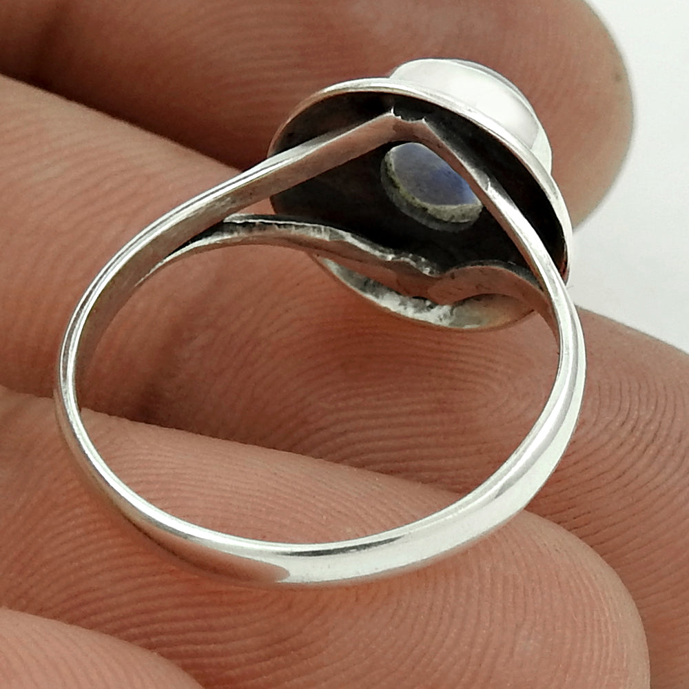Natural labradorite gemstone ring 925 silver wholesale jewelry x4