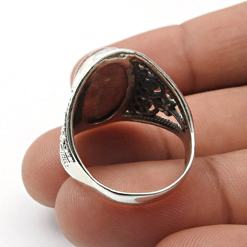 Natural Rhodochrosite Gemstone Ring 925 Silver Wholesale Jewelry Y8