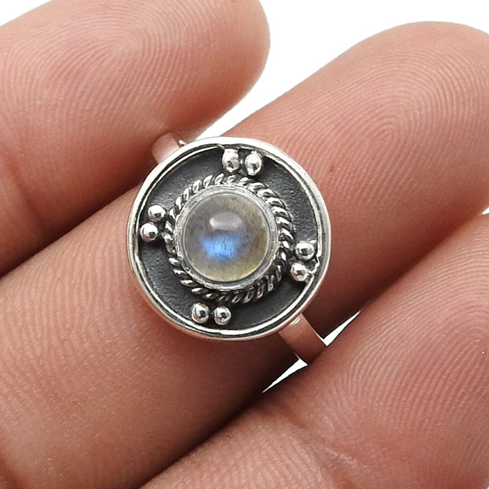 Labradorite Stone Solid Sterling Silver Band Elegant Ring Jewelry