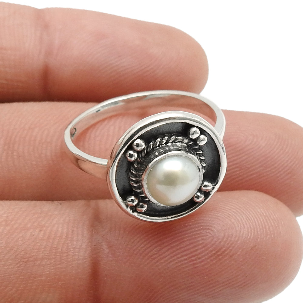 Pearl Ring 925 Sterling Silver Ethnic Jewelry Wedding Ring