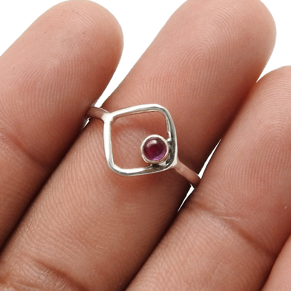 Garnet Stone 925 Silver Statement Wedding Band Promise Art Deco Ring