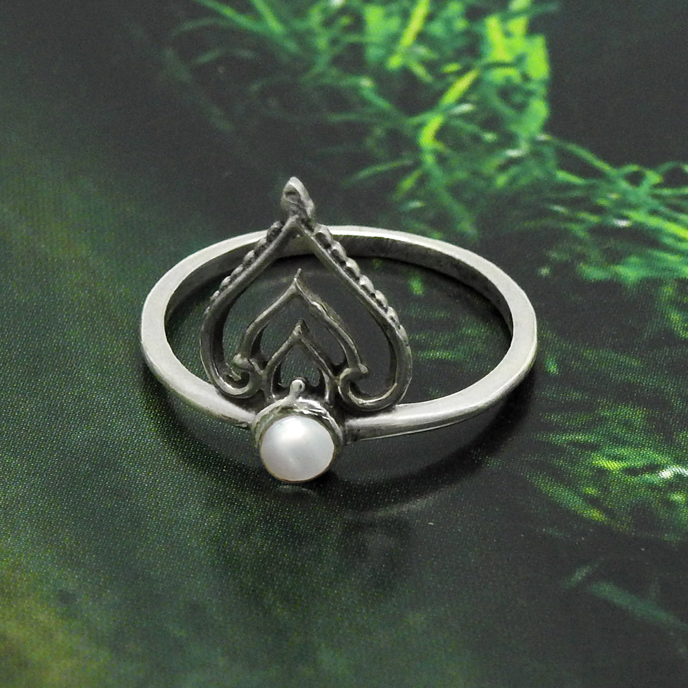 Pearl Ring 925 Sterling Silver Vintage Look Jewelry N1