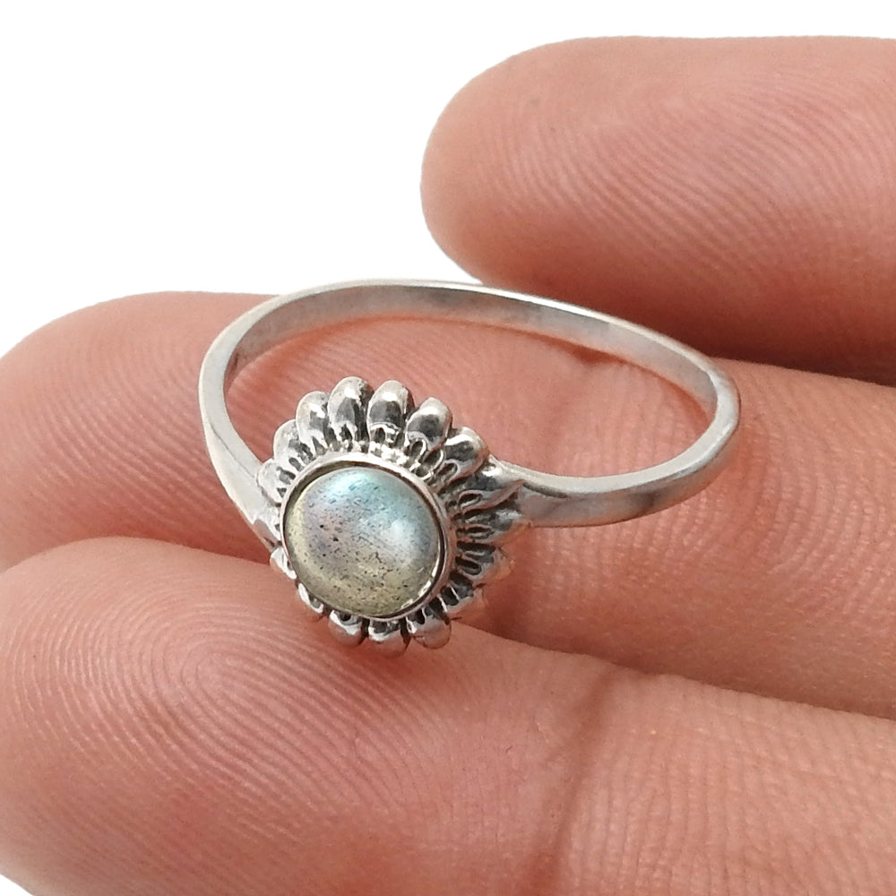 Labradorite Stone Sterling Silver Sister Anniversary Flower Cocktail Ring