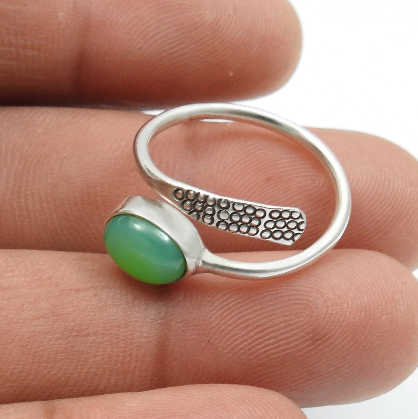 Chrysoprase Gemstone Friendship Day Statement Bezel Ring Sterling Silver